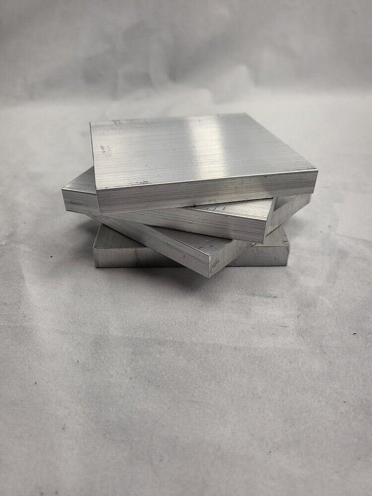 6061 Aluminum Flat Bar, 1/2" x 4" x 4" long, Solid Stock, Plate, Machining, 2pk