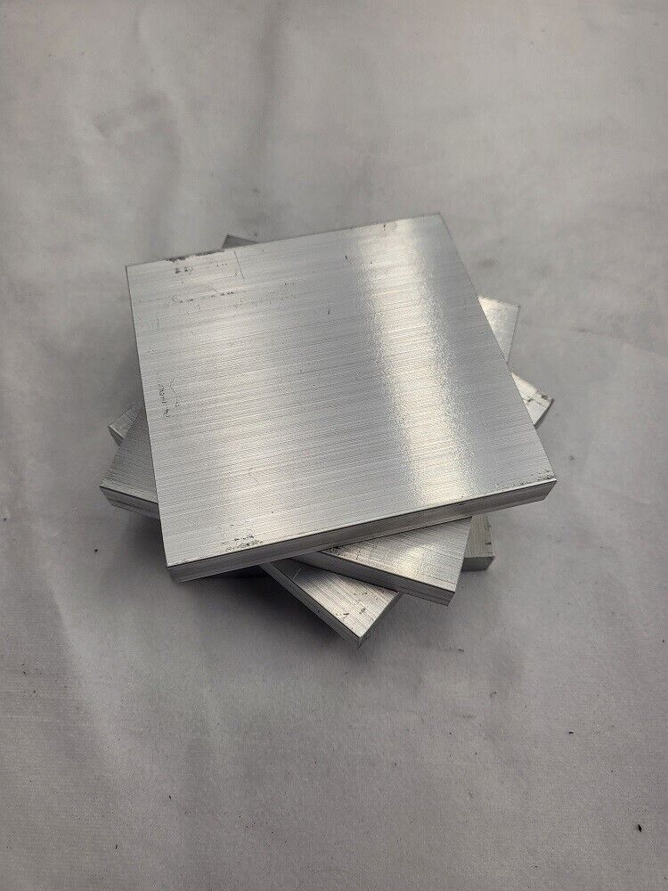 6061 Aluminum Flat Bar, 1/2" x 4" x 4" long, Solid Stock, Plate, Machining, 2pk