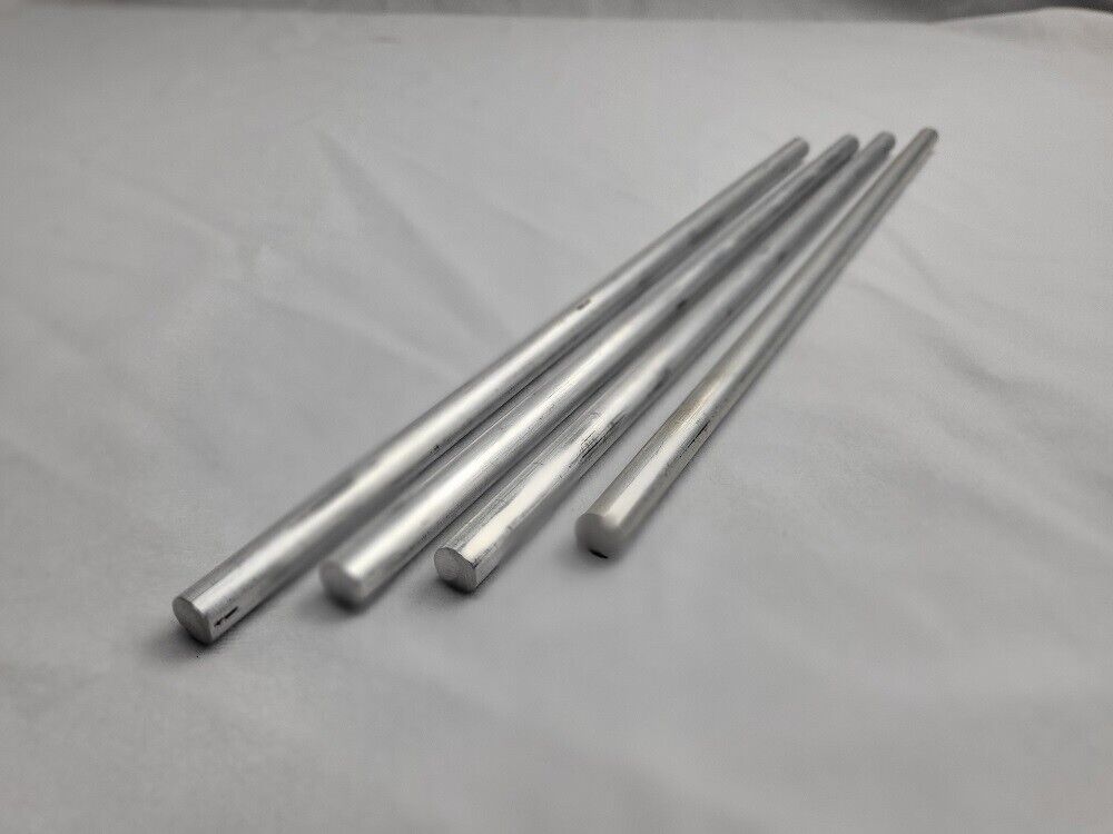 6061 Aluminum Round Bar, 3/8" Round, 12" long, Lathe, Solid, T6511, 4pk