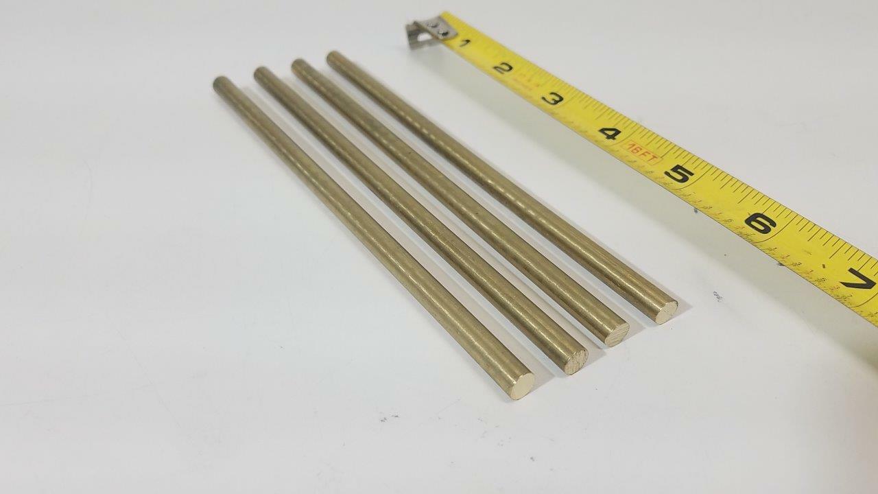 C360 Brass Pins, 1/4" round bar, 6" long, H02, Knife making, handles, 8 pack