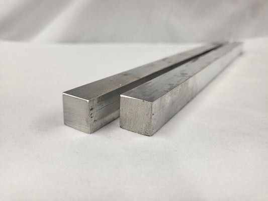 6061 Aluminum Square Bar, 5/8" Square x 12" Long, Solid Stock, T6511, 2 pack