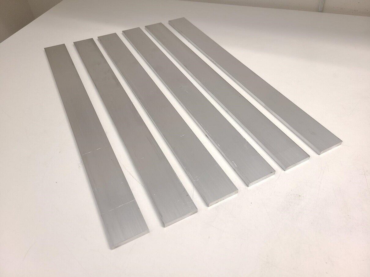 6061 Aluminum Flat Bar, 1/4" x 1-1/2" x 17" long, Solid Stock, Plate, 6 pack