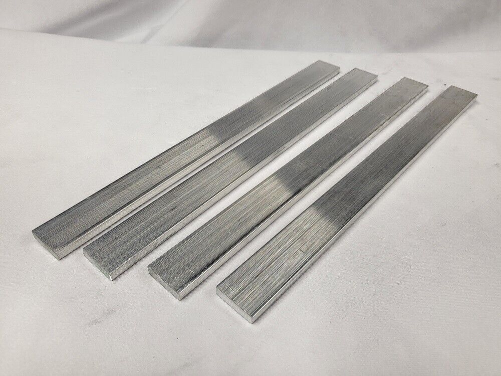 6061 Aluminum Flat Bar, 1/4" x 1" x 12" long, Solid Stock, 4 pack