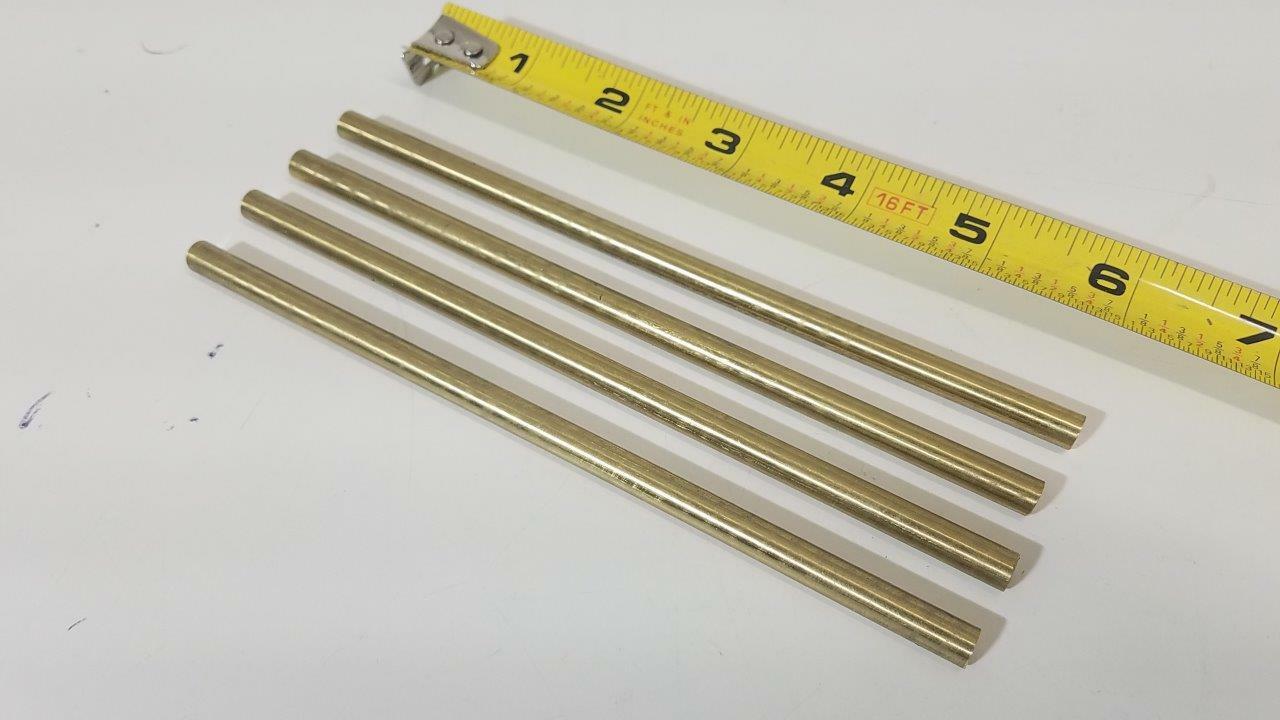 C360 Brass Pins, 1/4" round bar, 6" long, H02, Knife making, handles, 8 pack