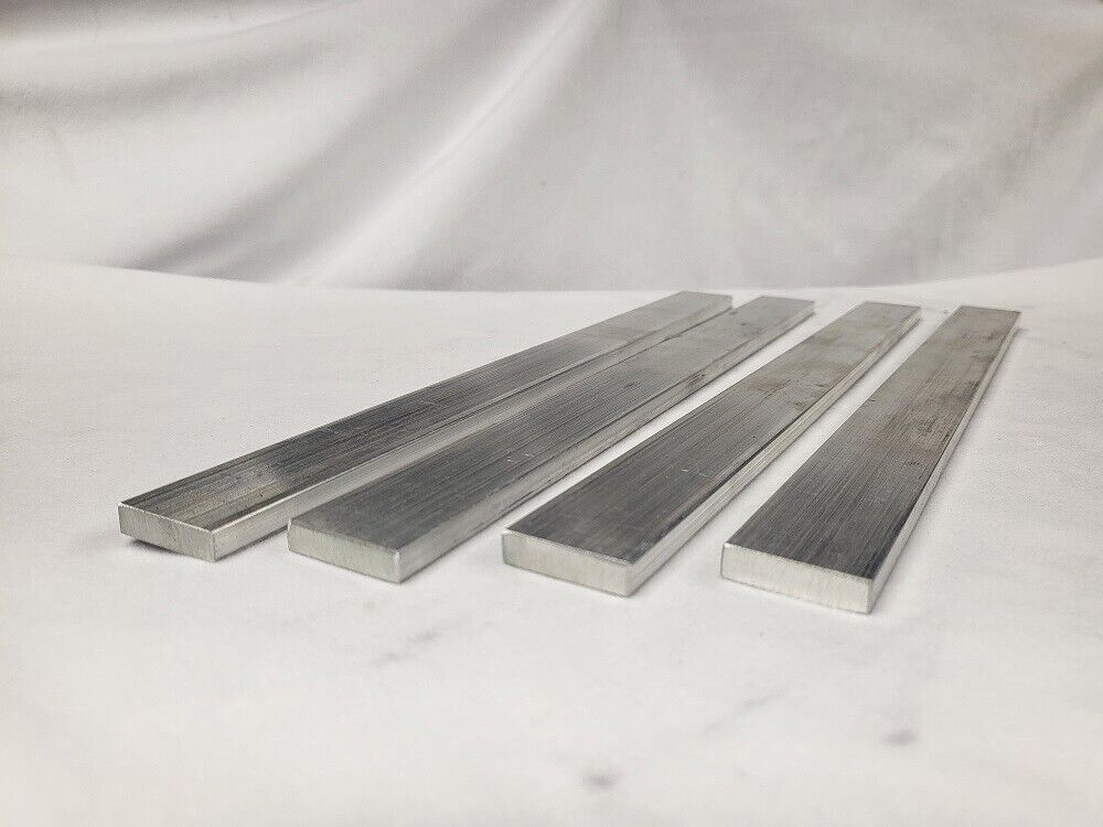 6061 Aluminum Flat Bar, 1/4" x 1" x 10" long, Solid Stock, 4 pack