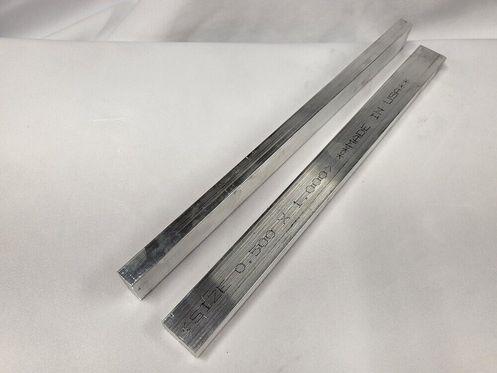 6061 Aluminum Flat Bar, 1/2 x 1 x 10" long, Solid Stock, Plate, Machining, 2 pk